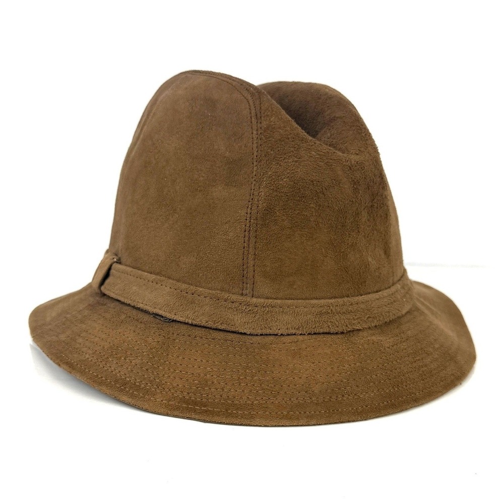 BILTMORE Royal‎ Vintage Pinched Crown Suede Finish Brown Mens Fedora Hat